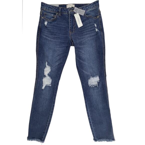 Harper Heritage Denim Jeans Blue Skinny Mid Rise Ripped Raw Hem Womens 28 - Picture 1 of 12